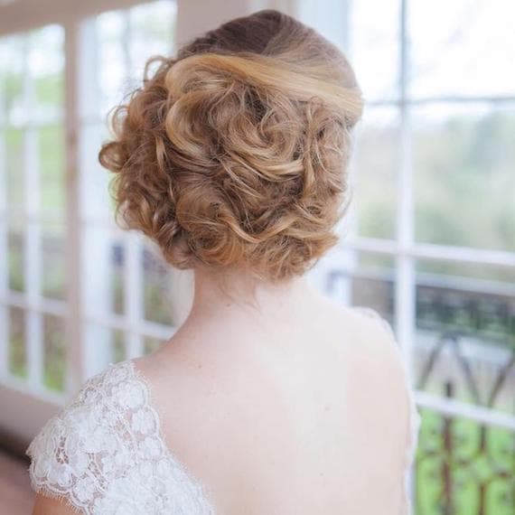 Blonde Collarbone Updo With Intricate Curls Blonde Collarbone Updo With Intricate Curls — Wedding Hairstyles 2027 for Short Hair