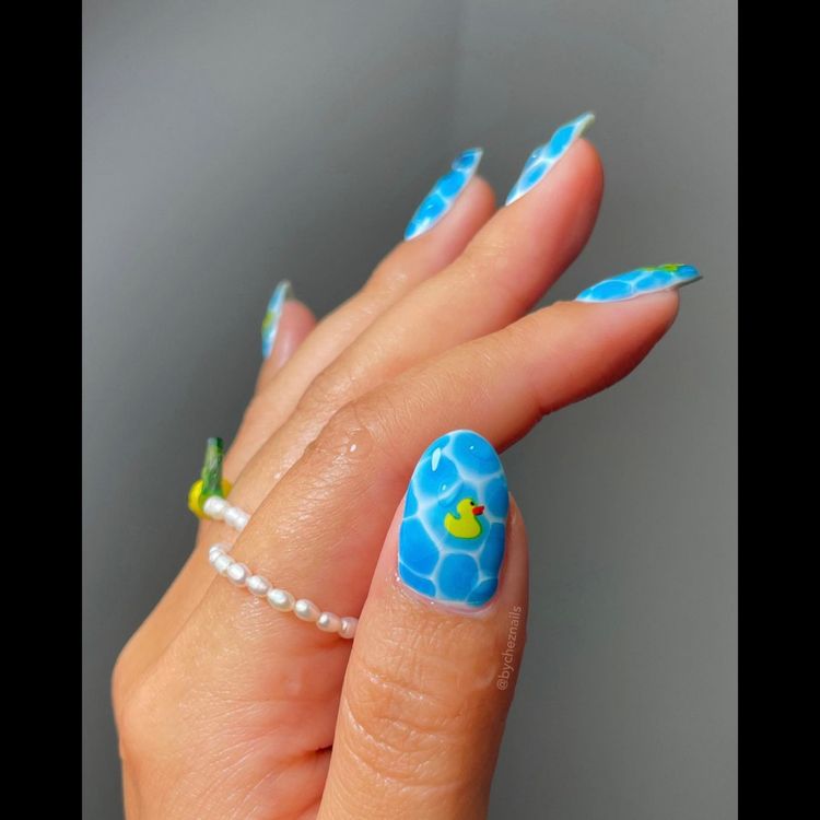 Medium Oval Water Ripple Duck Nails Medium Oval Water Ripple Duck Nails — Blue Duck Nails 2027