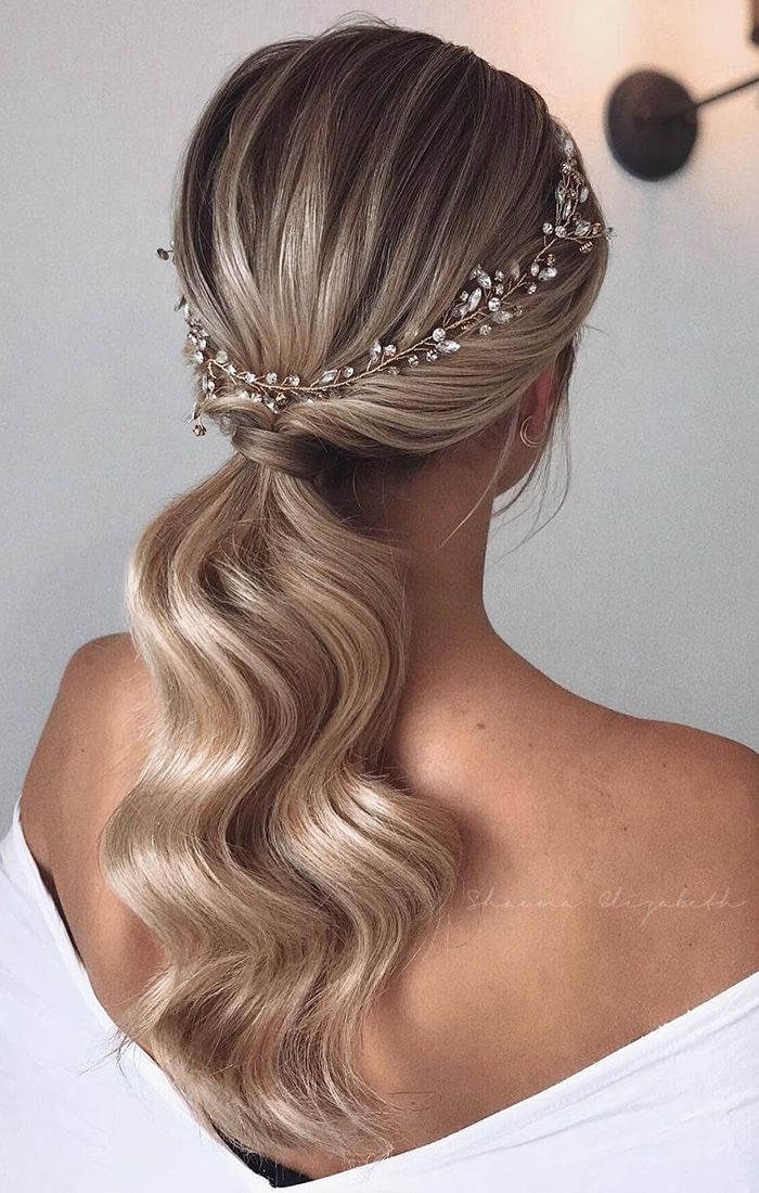 Honey Blonde Low Ponytail With Accessory — Bridesmaid Ponytail Hairstyles 2027