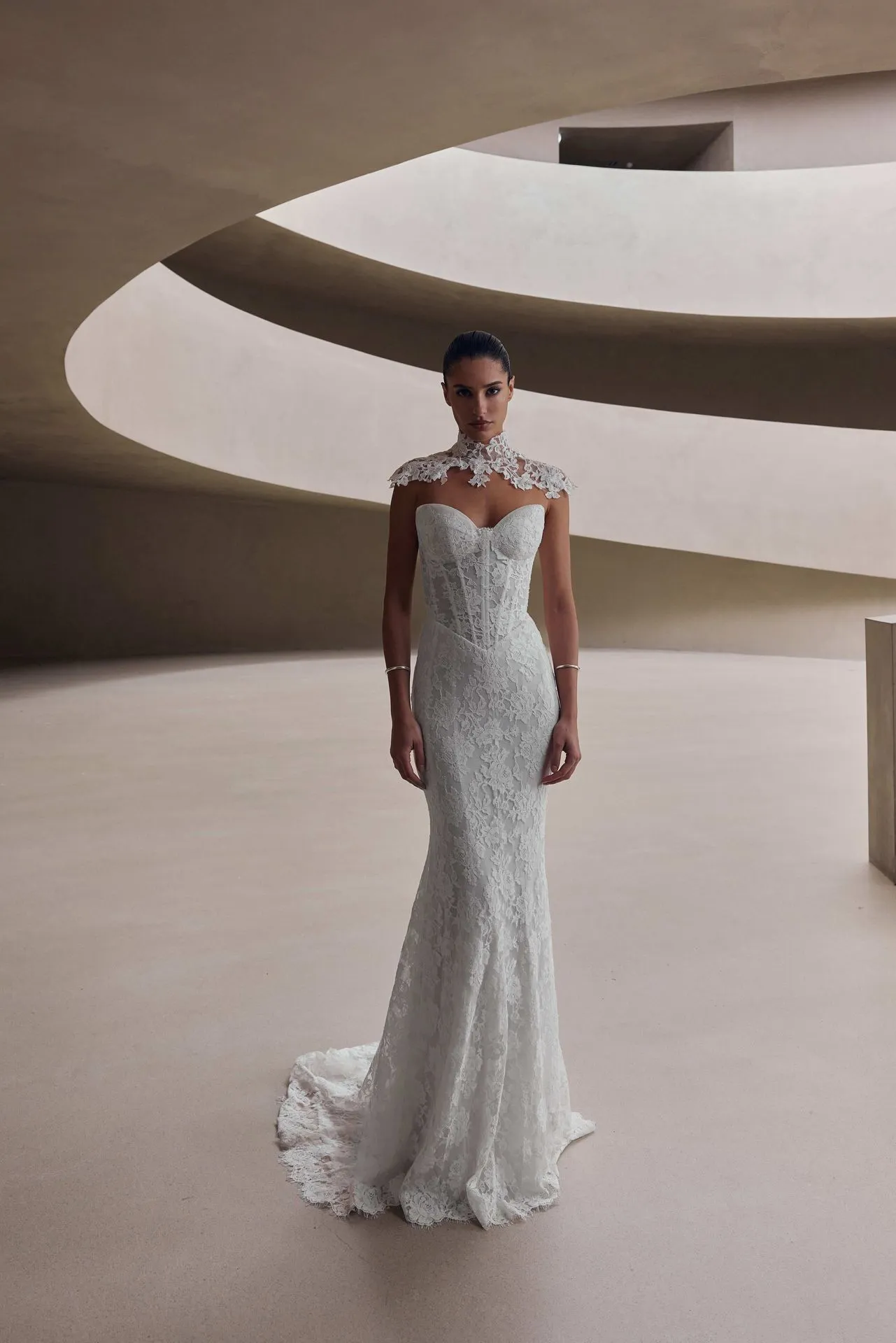White Strapless Lace Mermaid Dress with Detachable Collar White Strapless Lace Mermaid Dress with Detachable Collar — Mermaid Dresses 2027