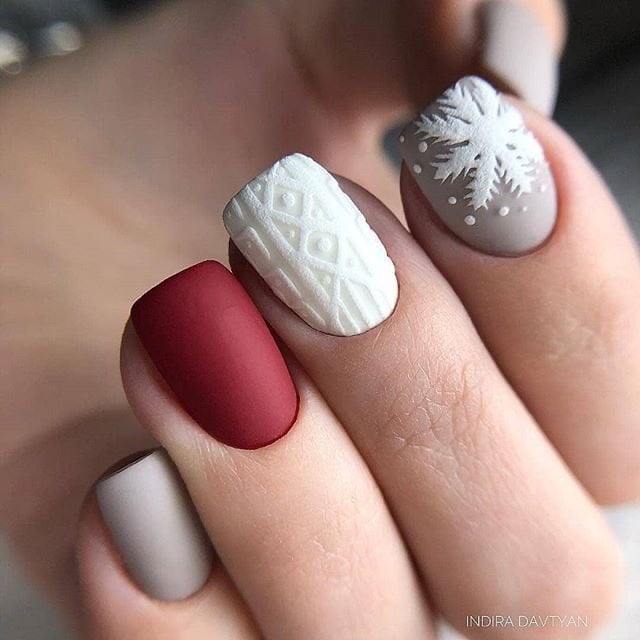 Short Matte Cable Knit Snowflake Nails Short Matte Cable Knit Snowflake Nails — Matte Christmas Nails 2026