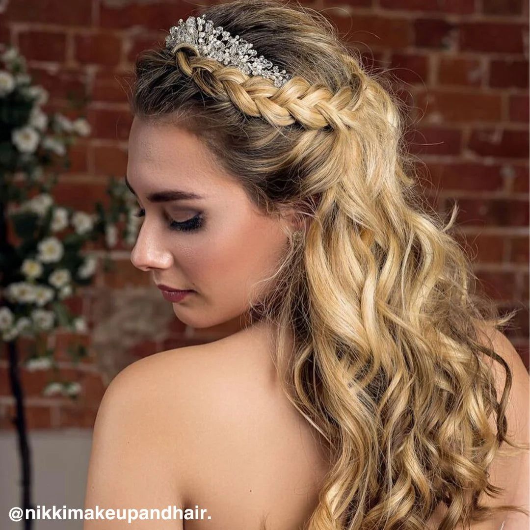 Blonde With Highlights Half Up Half Down With Braided Crown — Filipino Wedding Hairstyles 2027