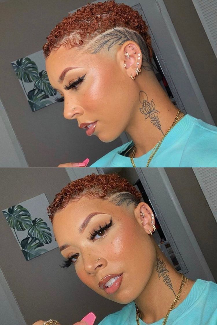 Warm Brown Base With Lighter Brown Curls Visual Idea — Buzz Cut for Women 2027