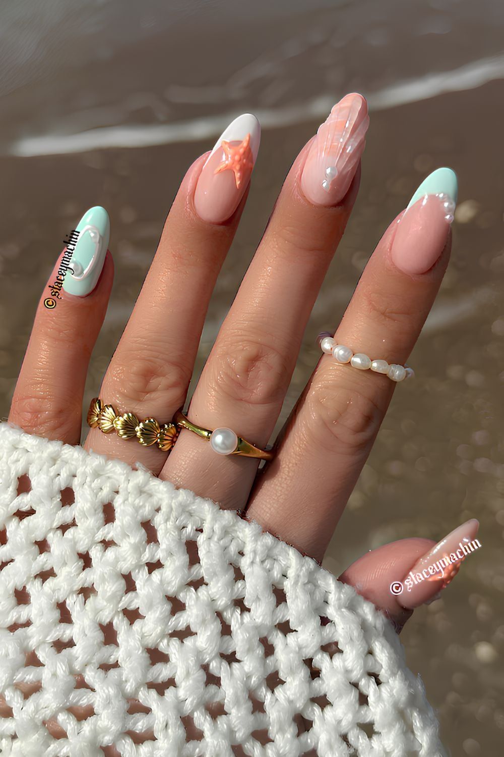 Peach Base White Tips Mint Green Accents Visual Idea Peach Base White Tips Mint Green Accents Visual Idea — Nails 2027 for Wide Nail Beds