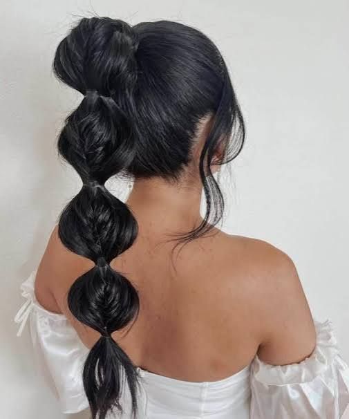 Bubble Ponytail With Braided Sections Bubble Ponytail With Braided Sections — Summer Updos 2027