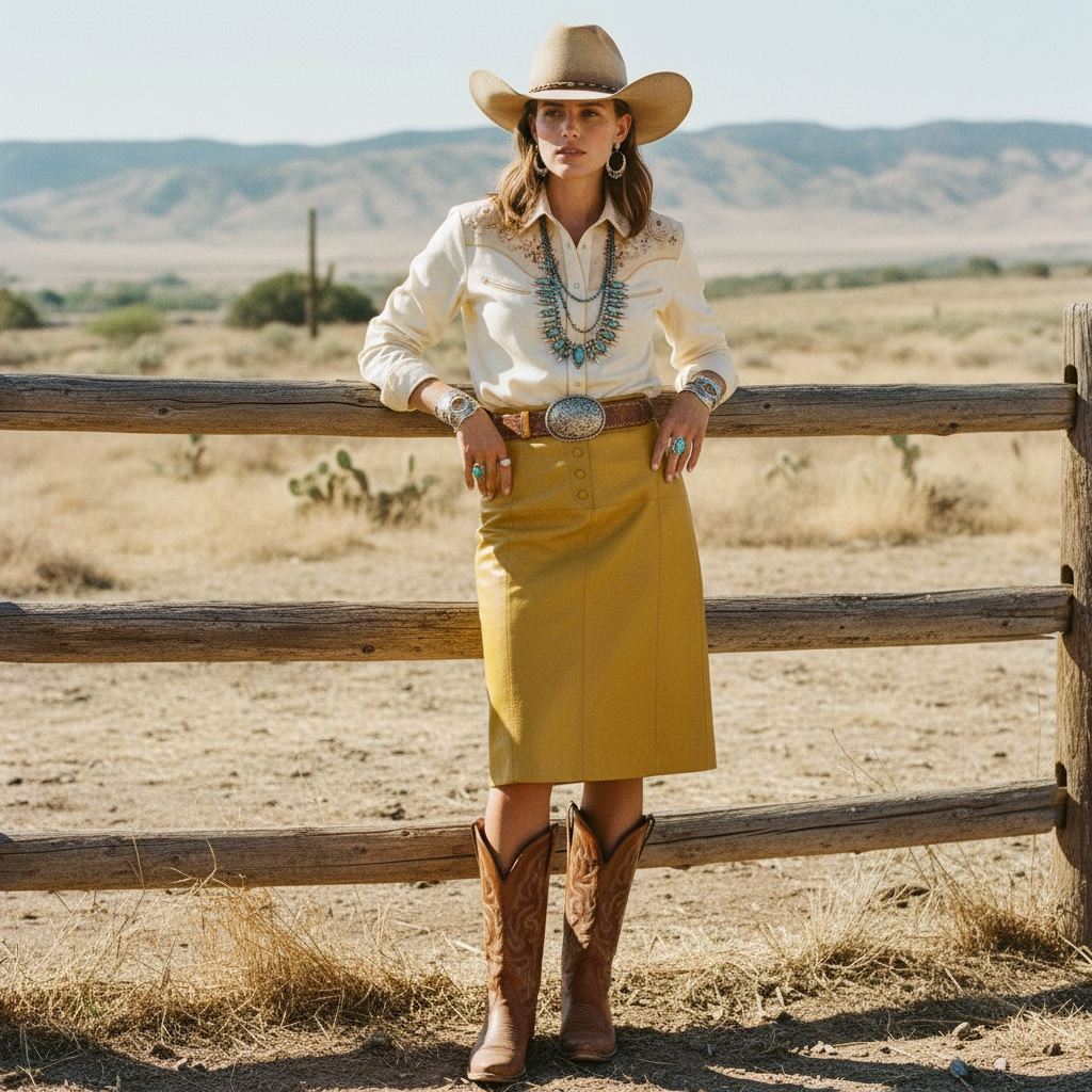 Leather Skirt and Embellished Shirt: Statement Western Glam Leather Skirt and Embellished Shirt: Statement Western Glam — Western Outfits 2027