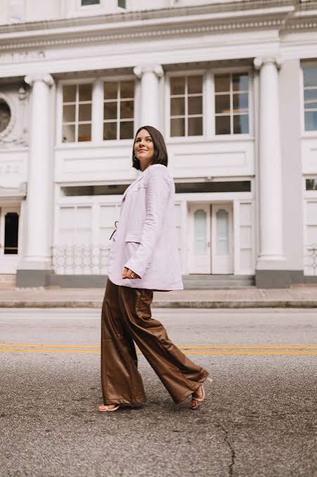 Daytime Casual Lilac Blazer with Earthy Trousers Daytime Casual Lilac Blazer with Earthy Trousers — Lilac Outfits 2027