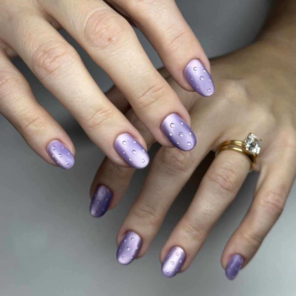 Matte Shimmer Lavender Oval — Lavender Wedding Nails 2027