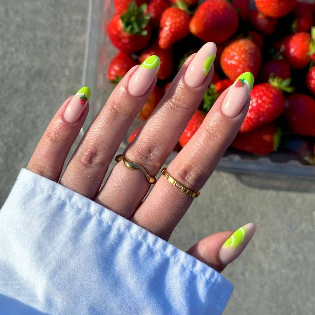 Neon Green French Tips With Tennis Balls Neon Green French Tips With Tennis Balls — Tennis Nails Team Colors 2027