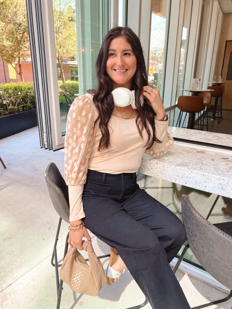 Elegant Texture: Sheer Sleeves Meet Wide-Leg Trousers — Mothers Day Brunch Outfits 2027