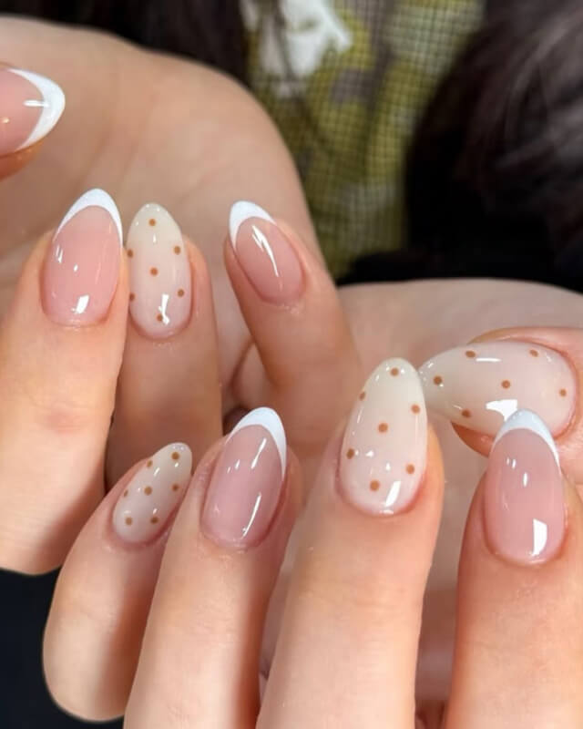 Medium Oval Dot Accent French Medium Oval Dot Accent French — White French Tip Nails 2027