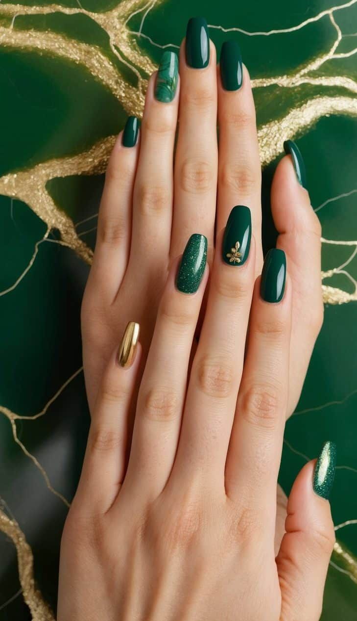 Both Hands Visual Idea Both Hands Visual Idea — Forest Green Nails 2027