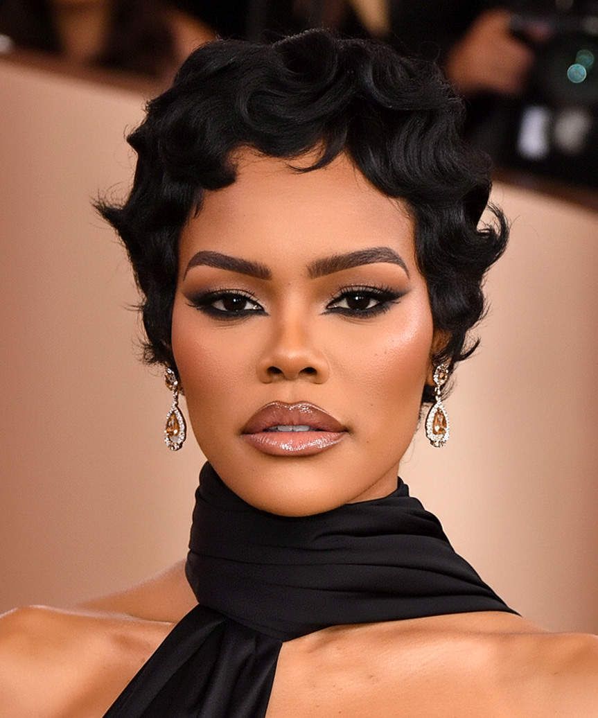 Black Pixie With Finger Waves Black Pixie With Finger Waves — Pixie 2027 for Curly Hair