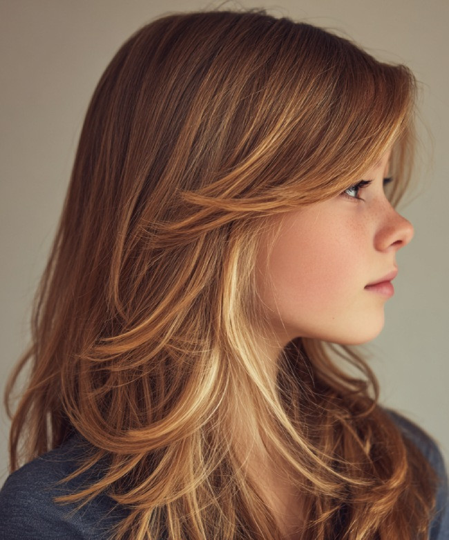 Side Profile Layers With Curtain Bangs Side Profile Layers With Curtain Bangs — Bangs 2027 for Kids