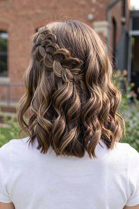 Medium Brown Lob with Side Braid Medium Brown Lob with Side Braid — Hairstyles 2027 for Medium Hair