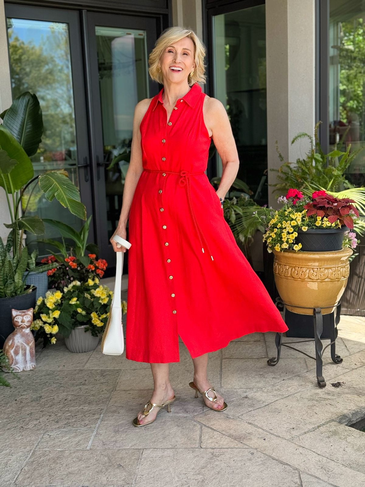 Vibrant Red Midi Dress: Bold Daytime Event Style Vibrant Red Midi Dress: Bold Daytime Event Style — Summer Outfits 2027