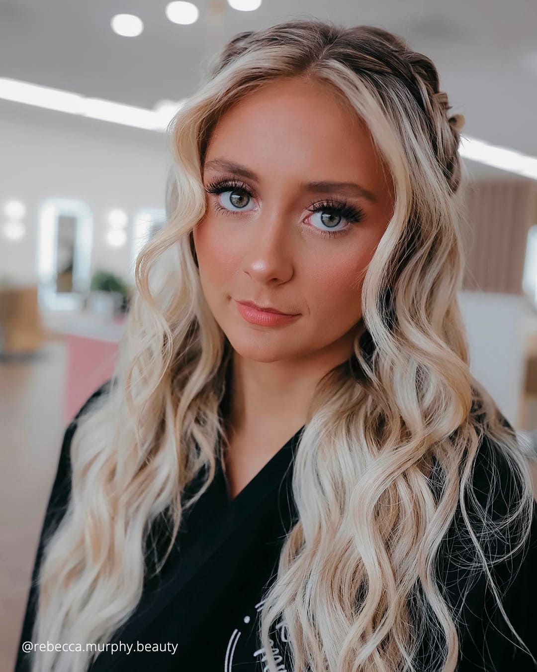 Platinum Blonde Waves With Braided Accent Platinum Blonde Waves With Braided Accent — Half Up Half Down Hairstyles 2027 with Weave
