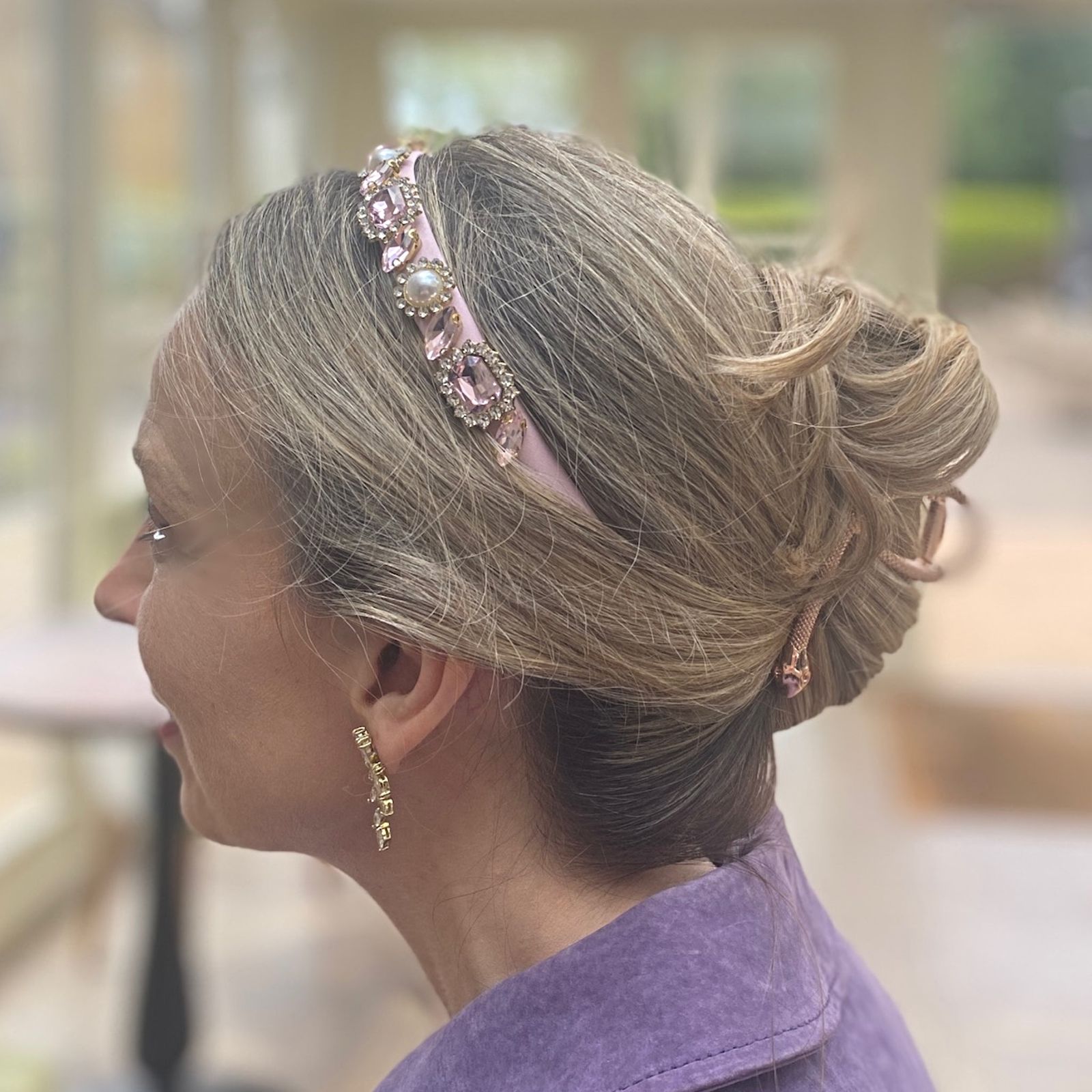 Ash Blonde Updo With Jeweled Headband Ash Blonde Updo With Jeweled Headband — Winter Headband Hairstyles 2027
