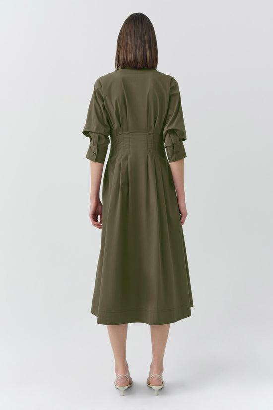Olive Green Fit-and-Flare Shirt Dress for Daytime — Wrap Dresses 2027