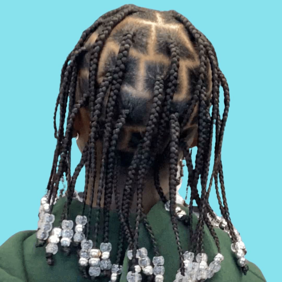 Loose Box Braids With Geometric Scalp — Kids Braids 2027