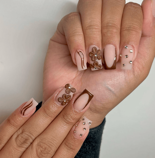 Nude 3D Floral French Nails Nude 3D Floral French Nails — Short Fall Nails 2026