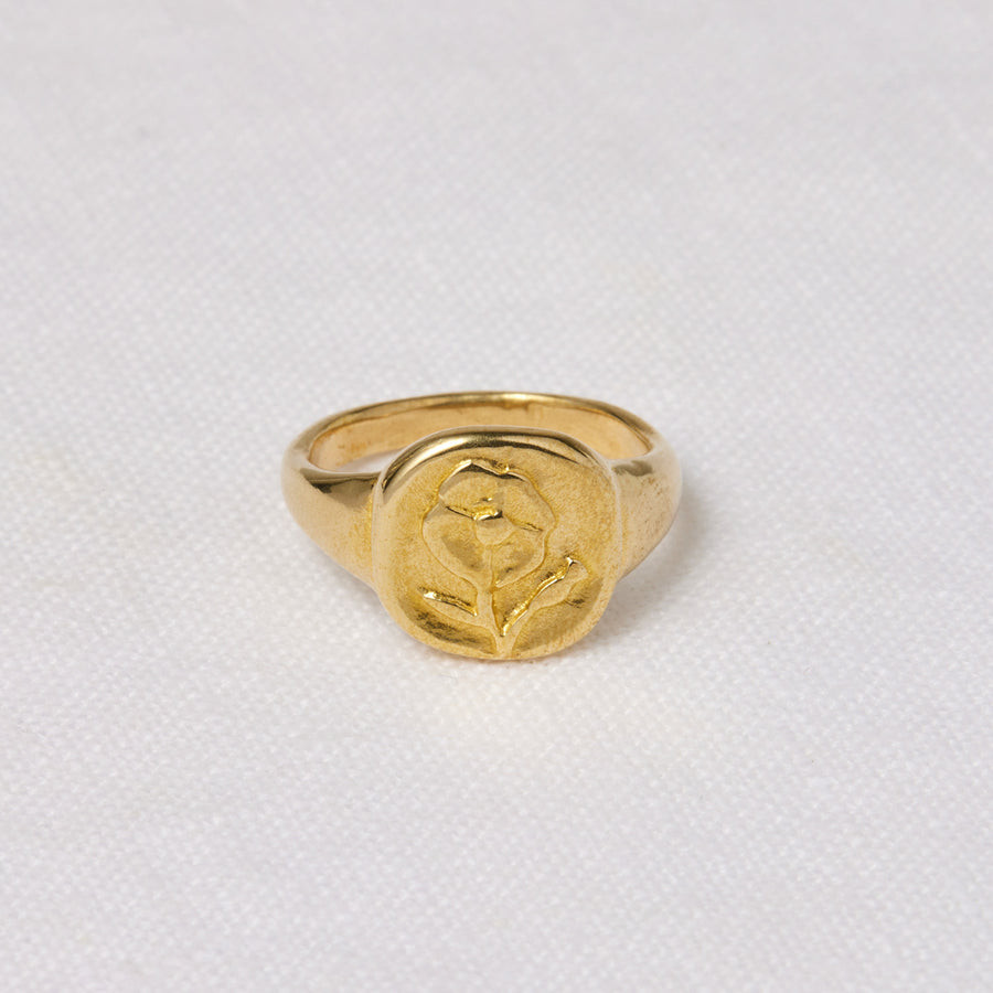 Poppy Flower Engraved Signet Ring Poppy Flower Engraved Signet Ring — Signet Rings 2027