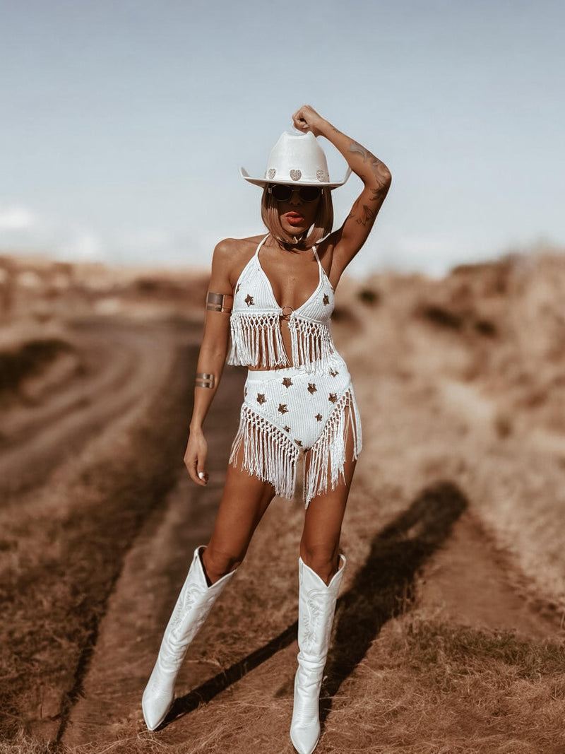Festival Bachelorette: Fringe and Sequin Cowgirl Set Festival Bachelorette: Fringe and Sequin Cowgirl Set — Bride Bachelorette Outfits 2027