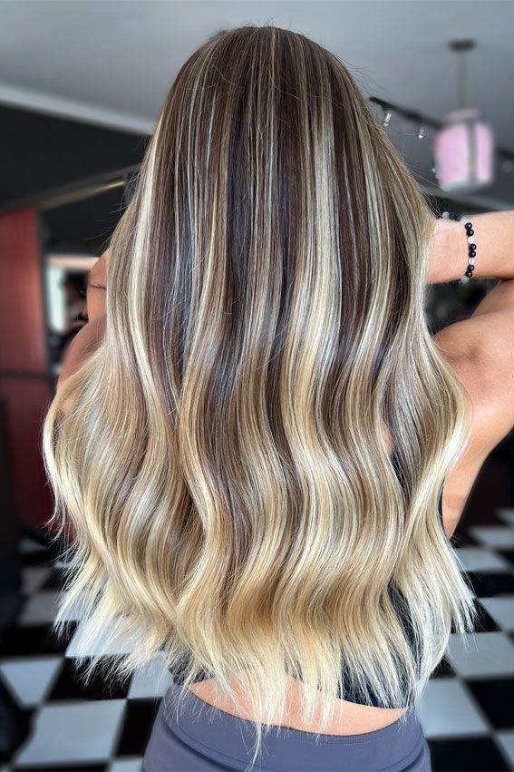 High Contrast Balayage with Dark Roots High Contrast Balayage with Dark Roots — Blonde Hair 2027 with Dark Roots