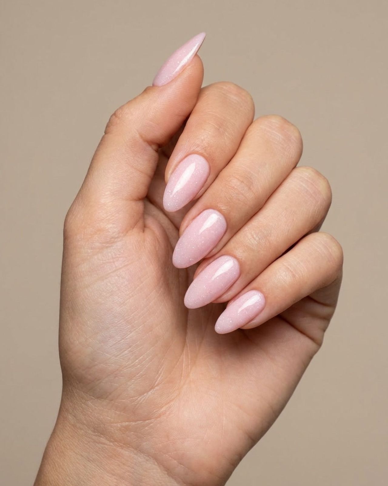 Sheer Milky Pink Shimmer Oval Sheer Milky Pink Shimmer Oval — Polygel Nails 2027