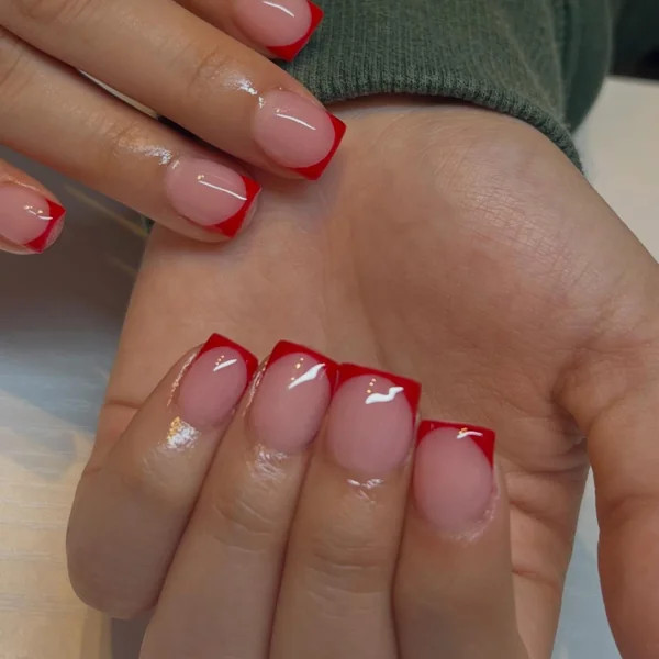 Thick Red French Tips Short Square Thick Red French Tips Short Square — French Tip Nails 2027 for Short Nail Beds