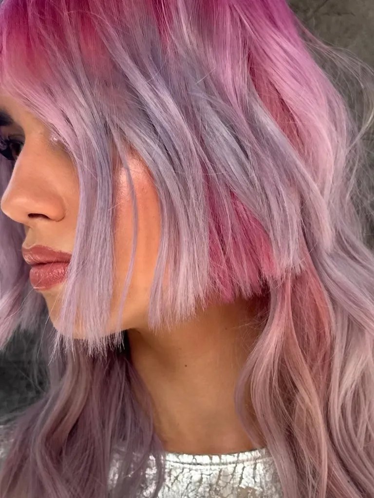 Pink and Lavender Purple Blend Lob Pink and Lavender Purple Blend Lob — Blonde 2027 with Purple Hair