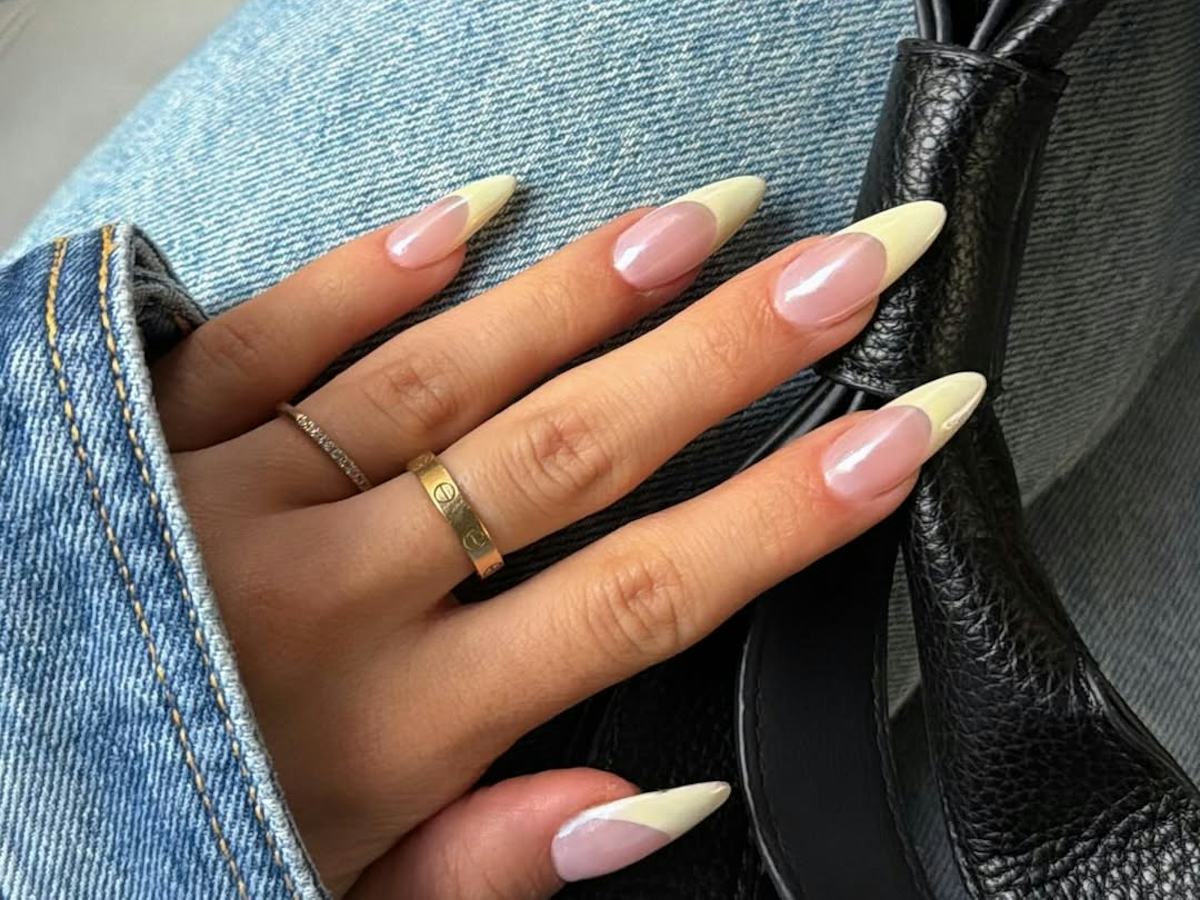 Pale Yellow French Tip Almonds — Almond Nails 2027