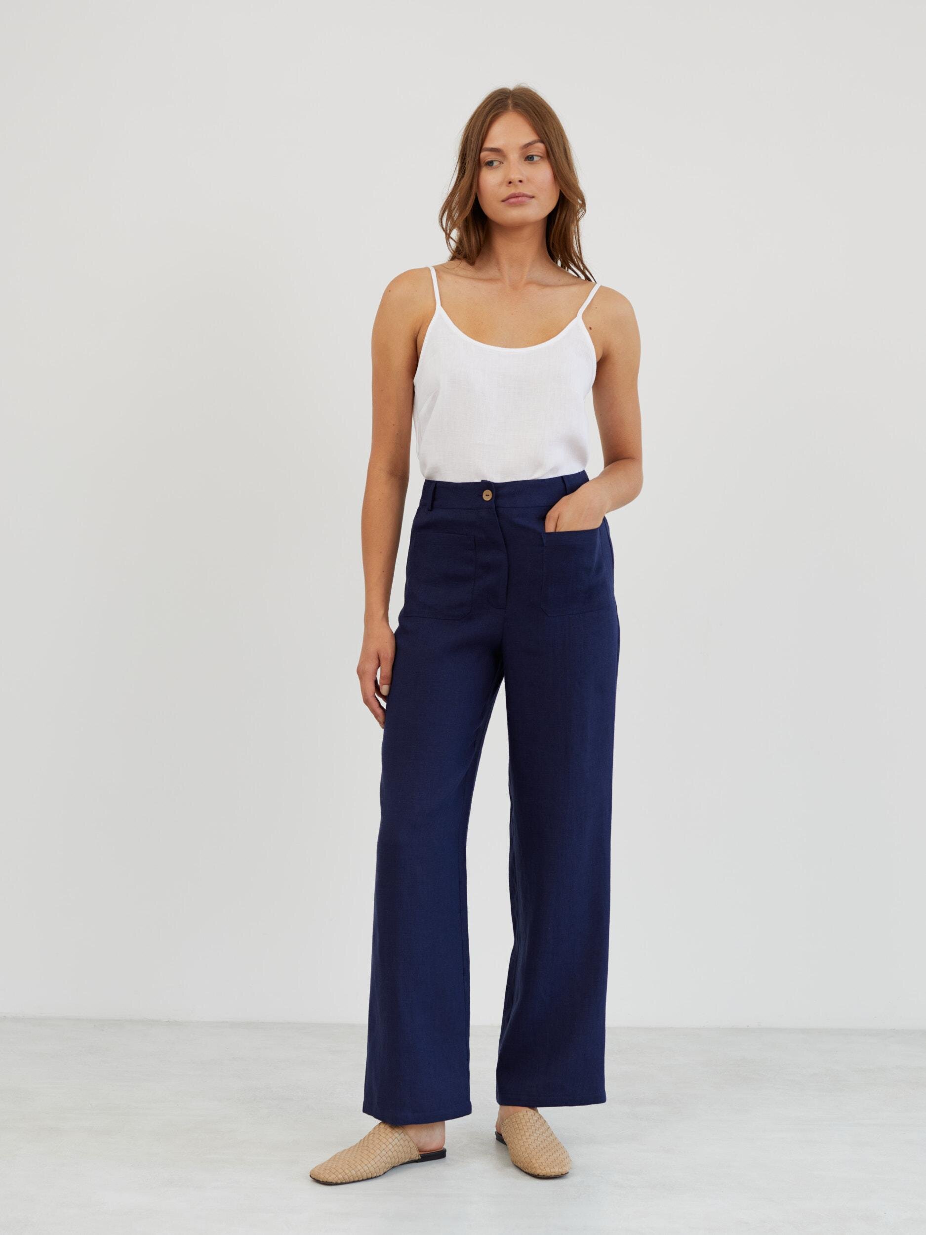 Outfit Idea — Navy Blue Linen Pants Outfits 2027