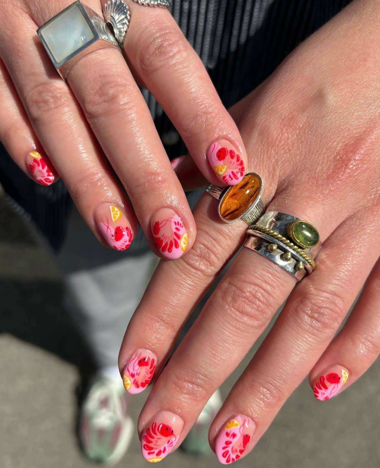 Vibrant Fruit Floral Short Oval Nails Vibrant Fruit Floral Short Oval Nails — Nails 2027 for Short Fingers