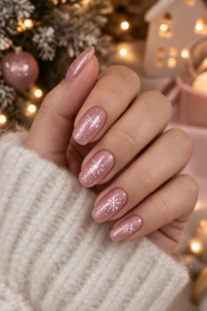 Glitter Visual Idea — Long Christmas Nails 2026