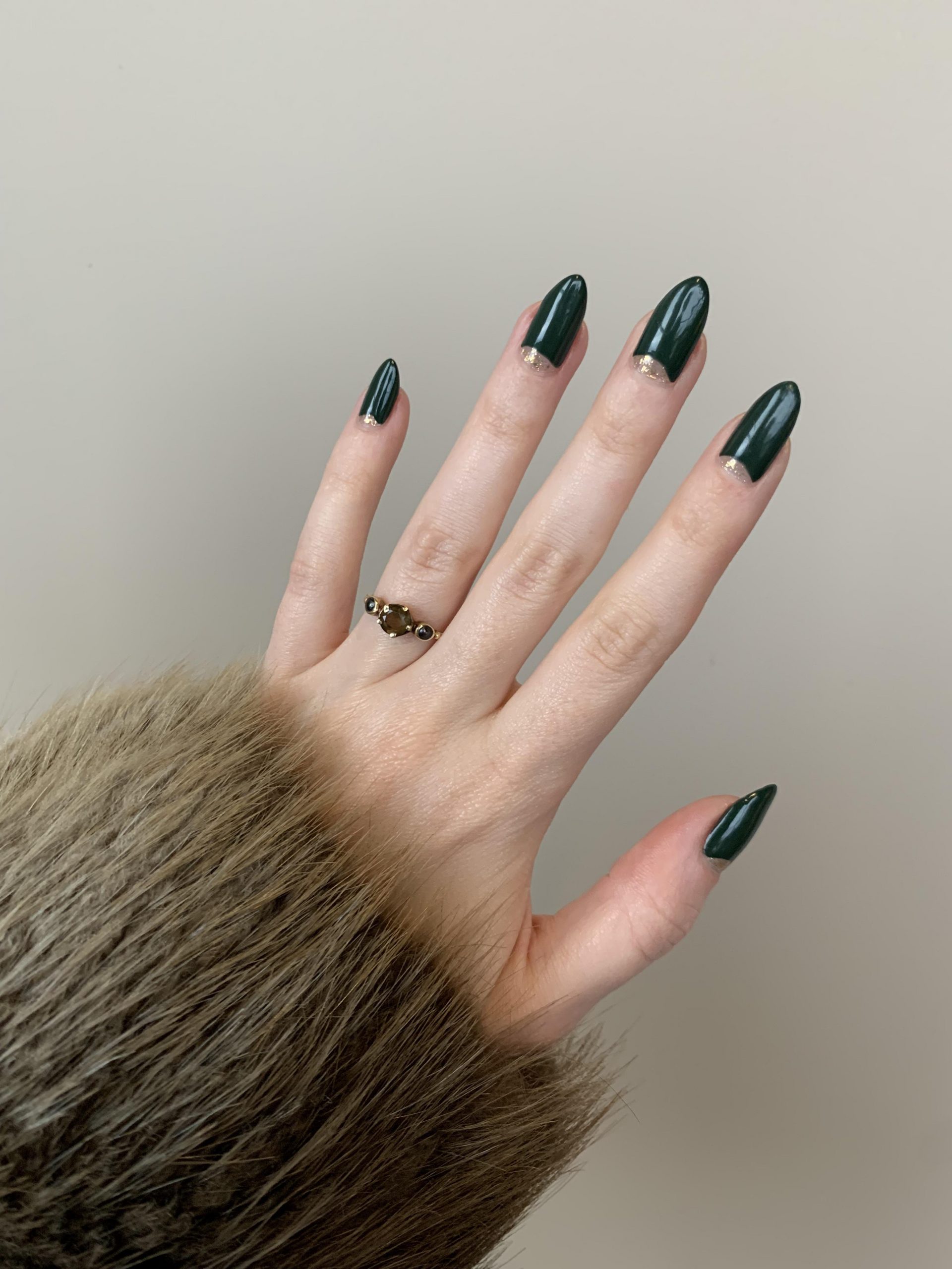 Deep Green Gold Foil Stiletto Deep Green Gold Foil Stiletto — Wedding Guest Nails 2027