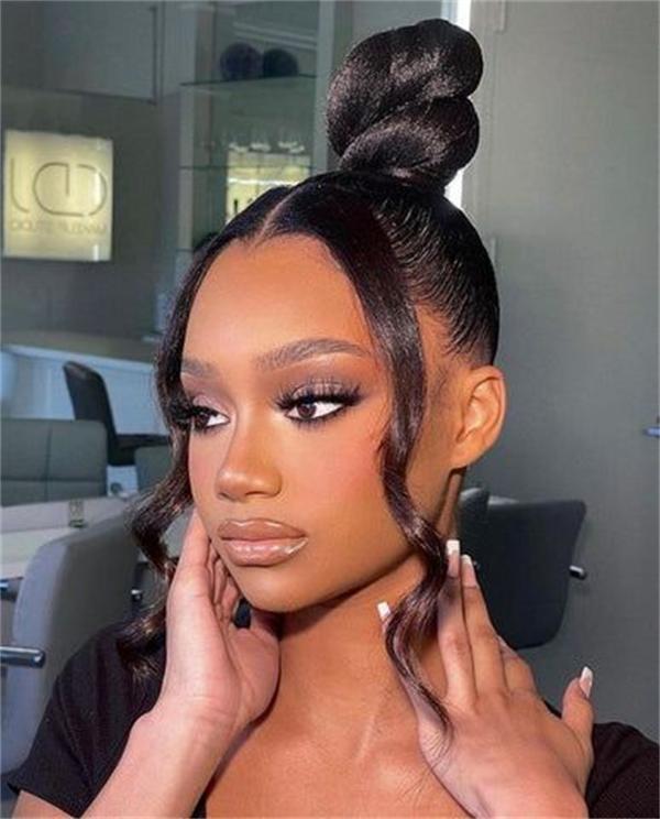 Sleek Dark Brown Bun With Face-Framing Pieces Sleek Dark Brown Bun With Face-Framing Pieces — Sleek Bun 2027