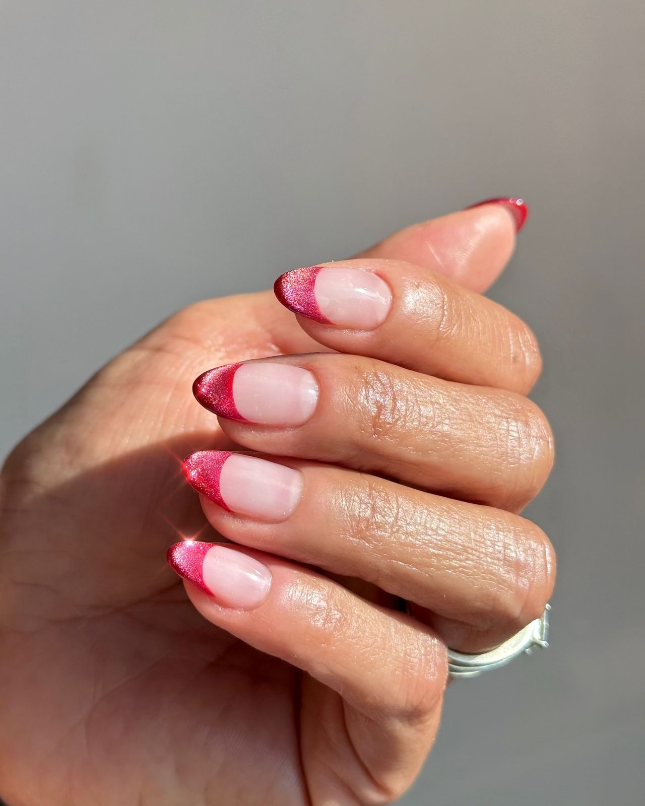 Metallic Glitter French Tips Visual Idea Metallic Glitter French Tips Visual Idea — Valentines Press On Nails 2027