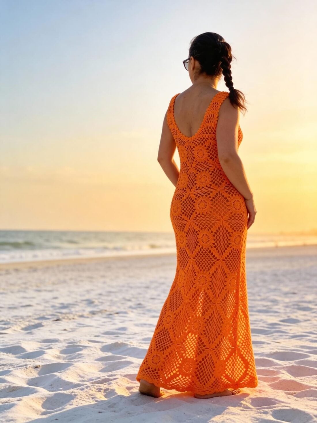 Vibrant Orange Diamond-Pattern Beach Maxi Dress Vibrant Orange Diamond-Pattern Beach Maxi Dress — Crochet Dresses 2027