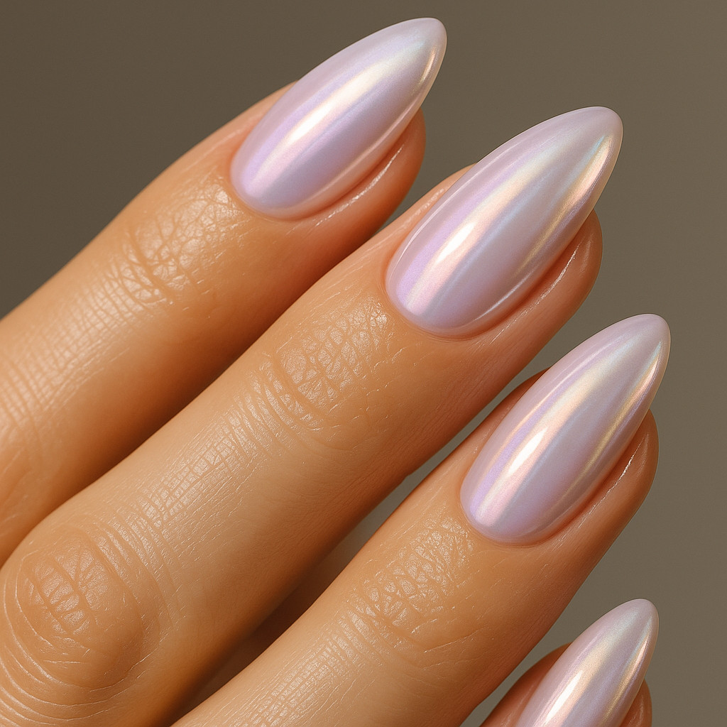 Milky White Long Stiletto Chrome Milky White Long Stiletto Chrome — Glazed Nails 2027