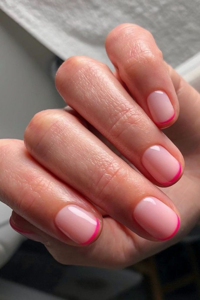 Vibrant Pink Micro French on Sheer Pink Vibrant Pink Micro French on Sheer Pink — Colored Micro French Nails 2027