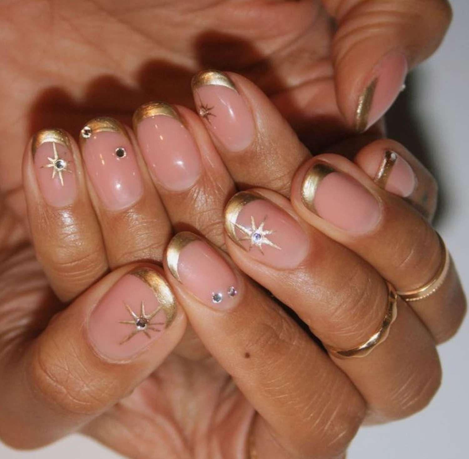 Glossy Visual Idea — Short Gold French Tip Nails 2027