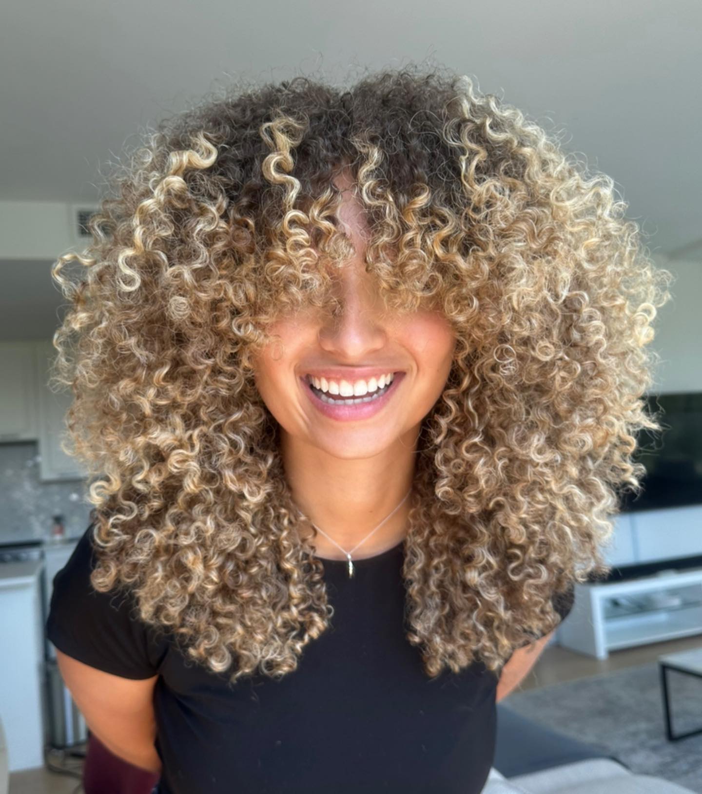 Mid-Back Curly Dark Brown With Blonde Balayage Mid-Back Curly Dark Brown With Blonde Balayage — Blonde Balayage 2027