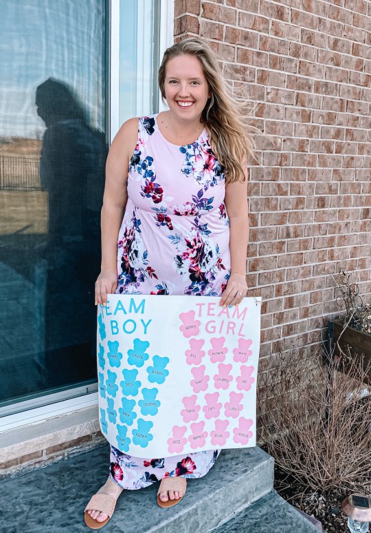 Floral Maxi Dress with Gender Reveal Sign Floral Maxi Dress with Gender Reveal Sign — Gender Reveal Outfits 2027