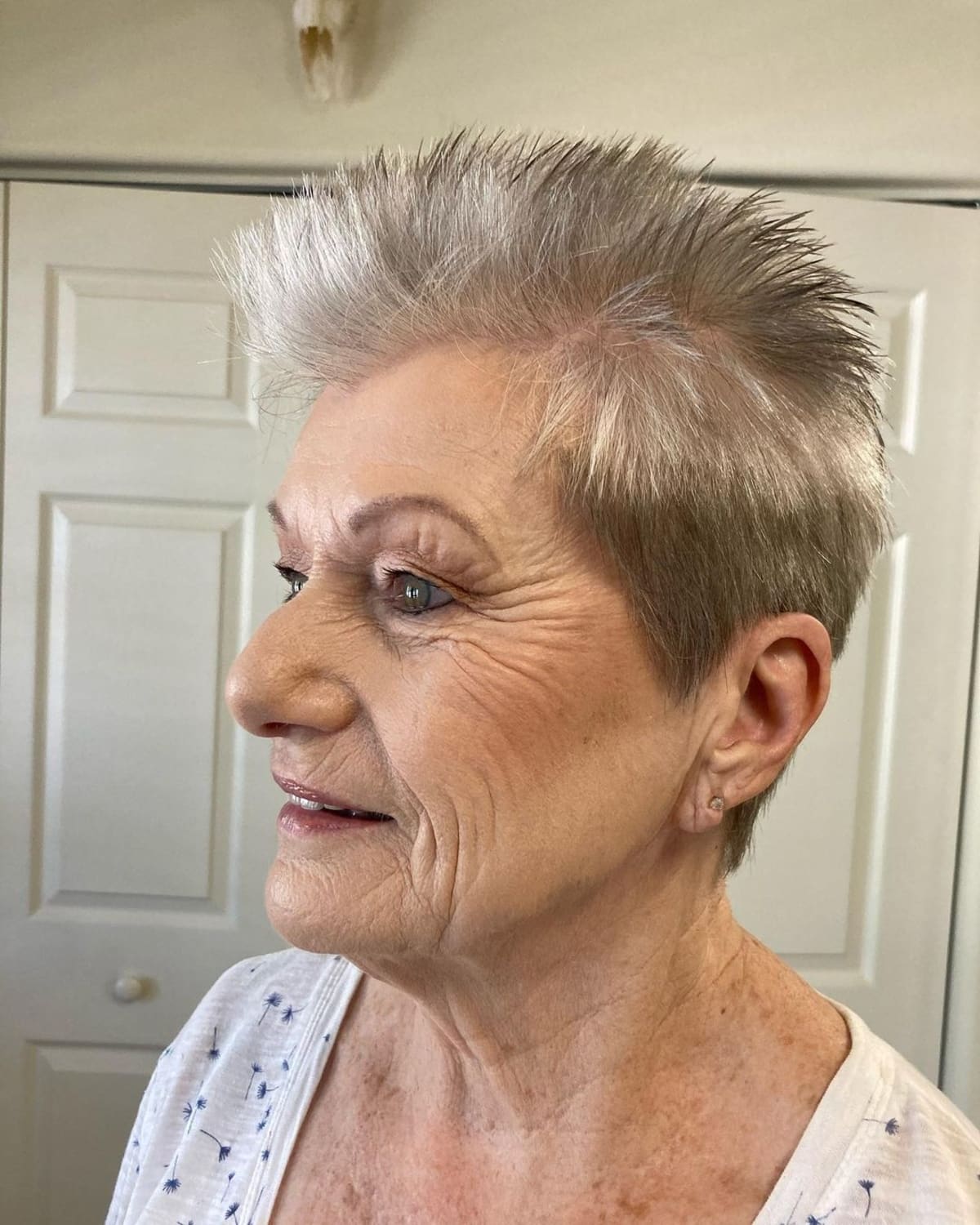 Spiky Silver Grey Short Hair — Hair Color 2027 for Women Over 60