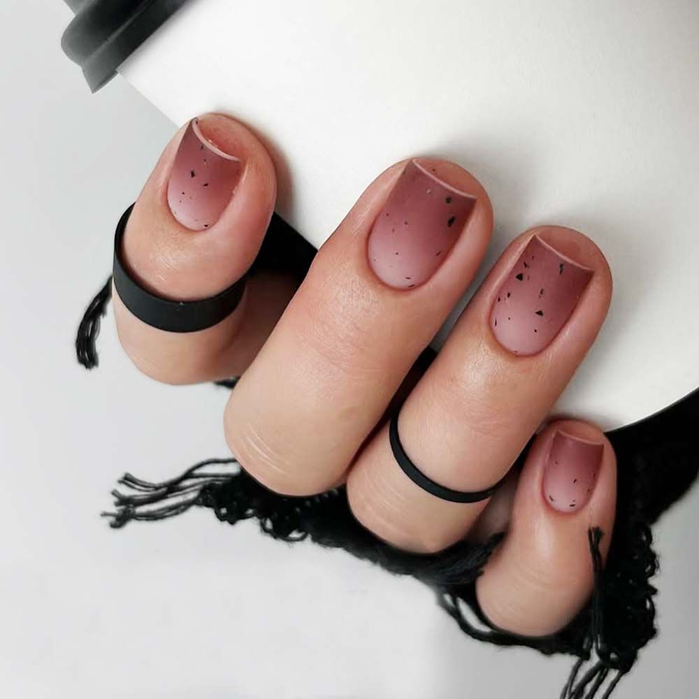 Matte Dusky Rose Speckled Dots — Winter Ombre Nails 2027