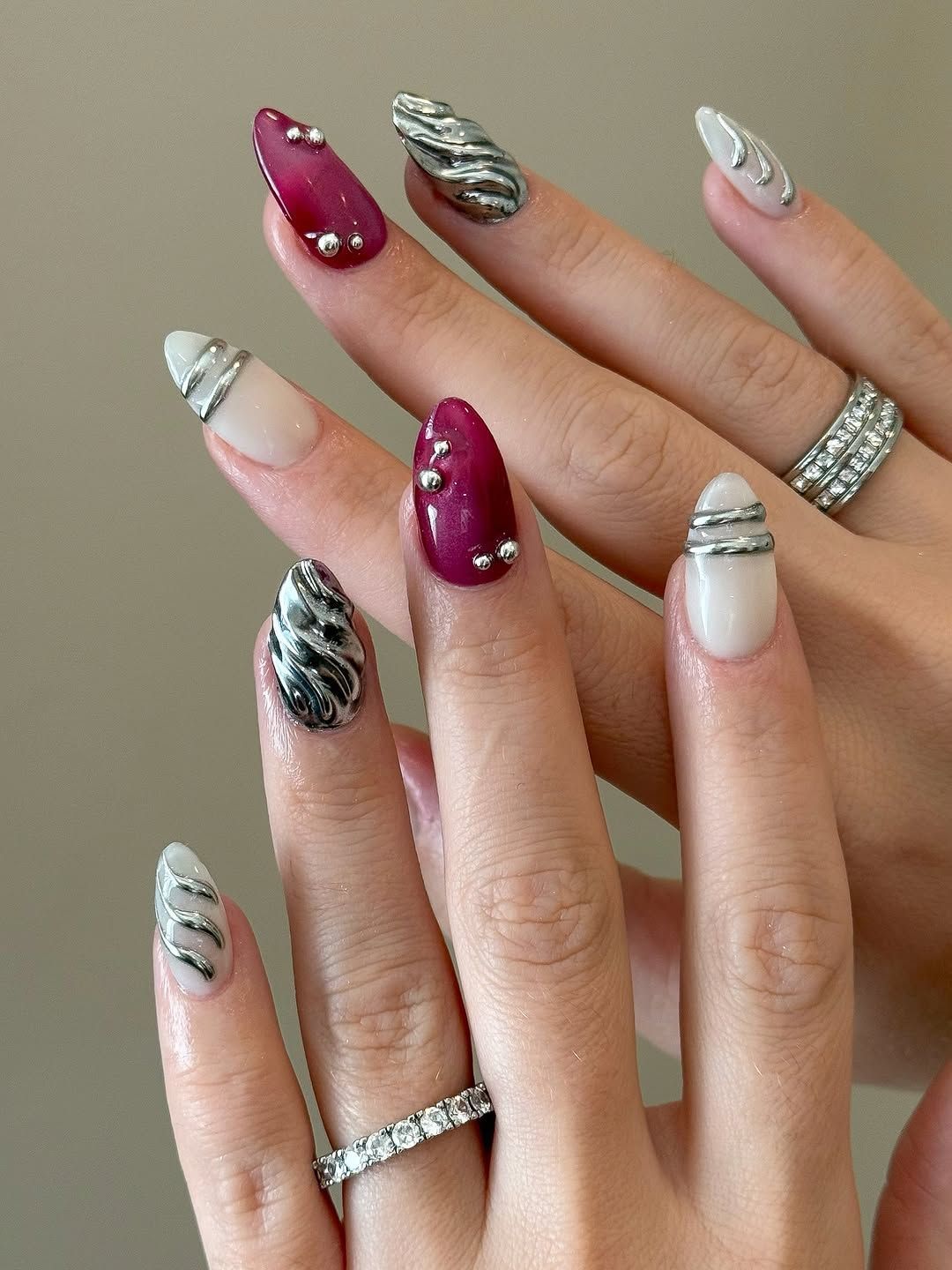 Glossy Metallic Visual Idea — 30th Birthday Nails 2027