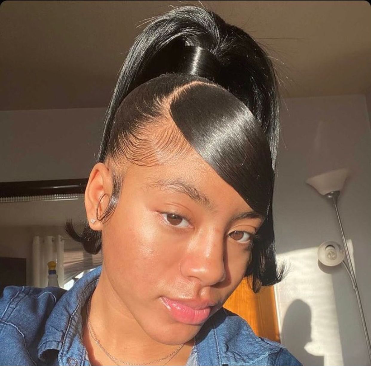 Sleek Black Ponytail With Dramatic Bang — Ponytail Bachelorette Hairstyles 2027