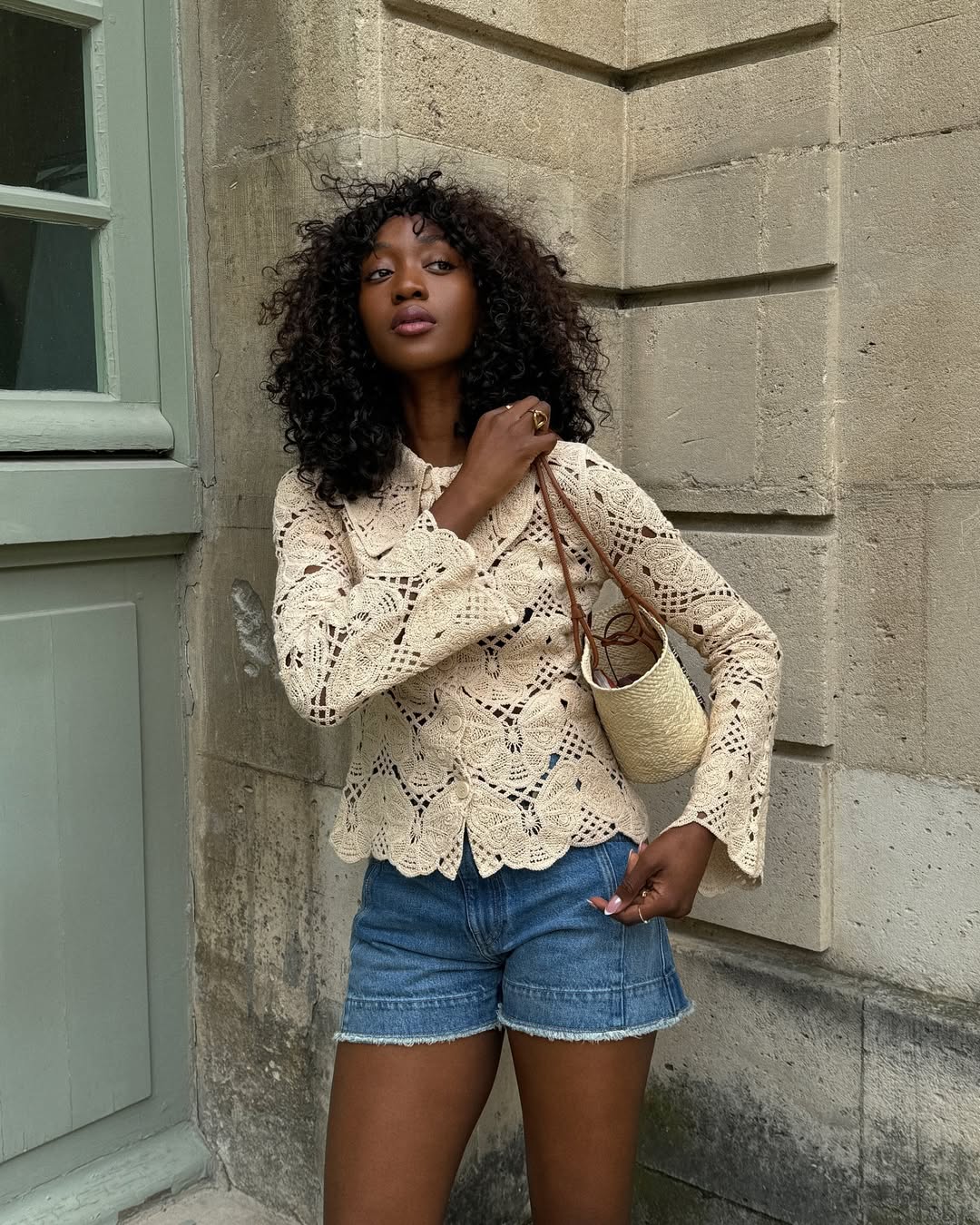Frayed Hem Denim Shorts with a Cropped Camisole Frayed Hem Denim Shorts with a Cropped Camisole — Jean Shorts Outfits 2027