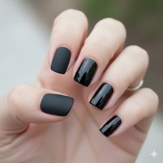 Matte vs Glossy Black Finish Contrast Matte vs Glossy Black Finish Contrast — Nails 2027 for Black Dress